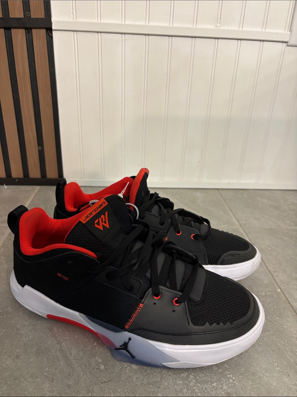 Jordan Low-Top Sneakers in Black & Red with White Soles